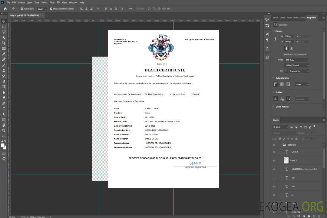 Modèle Word et PDF de certificat de décès de l'état civil des Seychelles template Modèle Word et PDF de certificat de décès de l'état civil des Seychelles template